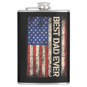 Best Dad Ever US American Flag Gifts for Father's Hip Flask