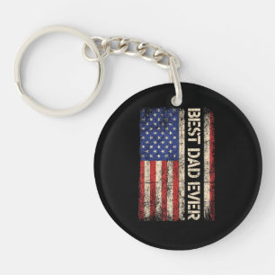 Best Dad Ever US American Flag Gifts for Father's  Key Ring