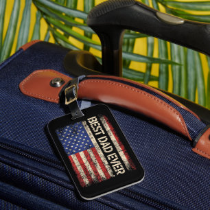 Best Dad Ever US American Flag Gifts for Father's  Luggage Tag