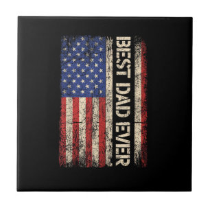 Best Dad Ever US American Flag Gifts for Father's Tile