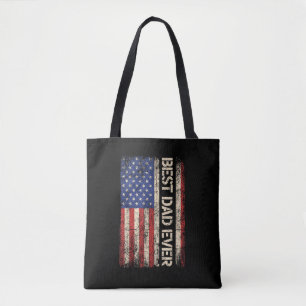 Best Dad Ever US American Flag Gifts for Father's Tote Bag