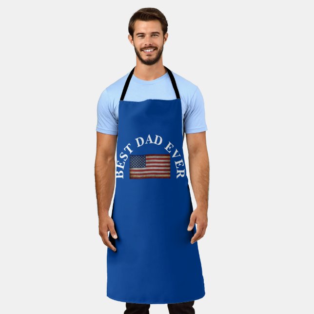 BEST DAD EVER USA FLAG CUSTOMIZE COUNTRY FLAG  APRON (Worn)