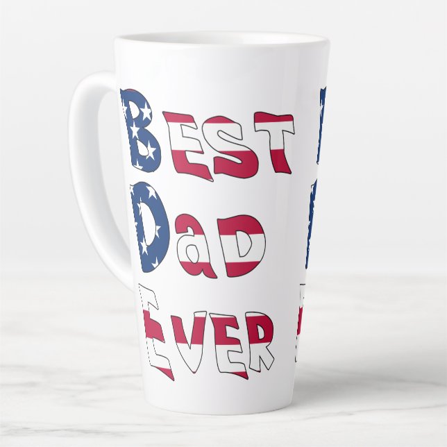 Best Dad Ever USA Flag Latte Mug (Left Angle)