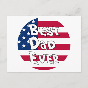 Best Dad Ever USA Flag Postcard