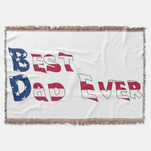 Best Dad Ever USA Flag Throw Blanket