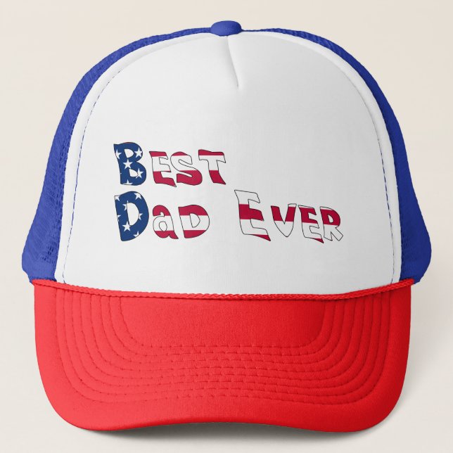 Best Dad Ever USA Flag Trucker Hat (Front)