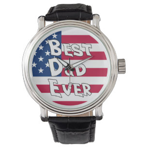 Best Dad Ever USA Flag Watch
