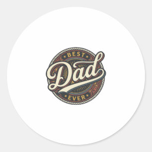 Best Dad Ever Vintage Badge T-Shirt Design_1 Classic Round Sticker