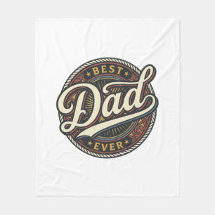 Best Dad Ever Vintage Badge T-Shirt Design_1 Fleece Blanket