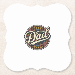 Best Dad Ever Vintage Badge T-Shirt Design_1 Paper Coaster