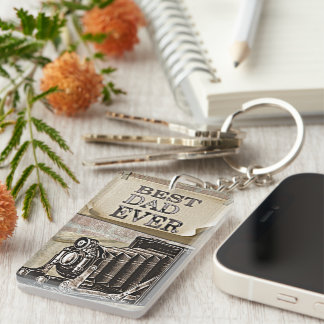 Best Dad Ever Vintage Camera Father's Day Antique Key Ring