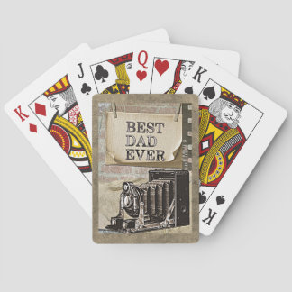 Best Dad Ever Vintage Camera Father's Day Antique Playing Cards