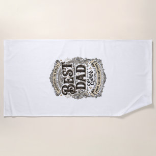Best Dad Ever Vintage Engraving T-Shirt Design_1 Beach Towel