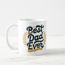 Best Dad Ever Vintage Gold Navy Typography Coffee