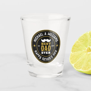Best Dad Ever Vintage Retro Badge Father's Day Shot Glass