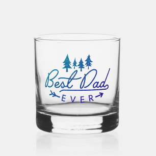 Best Dad Ever Vintage Typography with Trees Whiskey Glass