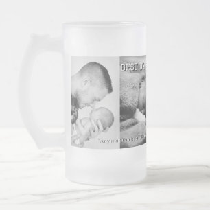 Best DAD ever w/ 3 photos and message Frosted Glass Beer Mug