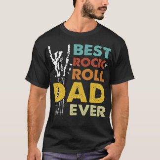 Best Dad Ever w/ Guitar, Rock Music & Skull Theme T-Shirt