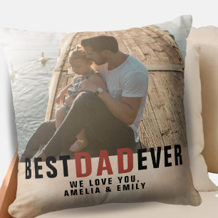Best Dad Ever Watercolor Father`s Day Photo Cushion