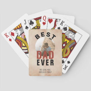 Best Dad Ever Watercolor Father`s Day Photo Playing Cards