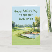 Best Dad Ever Watercolor Golf Theme Father's Day 