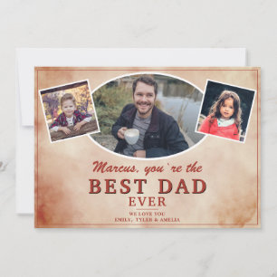 Best Dad Ever Watercolor Photo Father`s Day Holiday Card