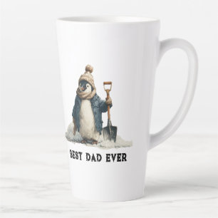 Best Dad Ever Winter Penguin Design Latte Mug