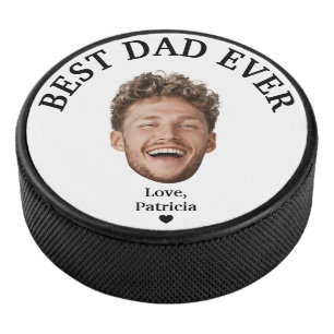 Best Dad Ever with Custom Face & Message Hockey Puck