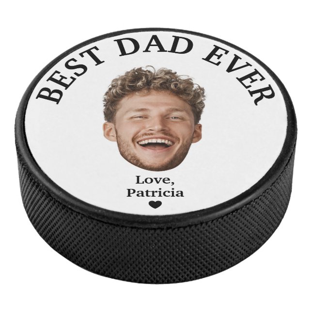 Best Dad Ever with Custom Face & Message Hockey Puck (3/4)