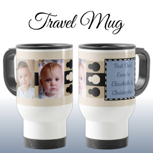 Best Dad ever with photos names blue brown Travel Mug