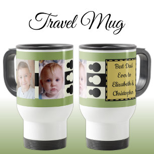 Best Dad ever with photos names green gold Travel Mug
