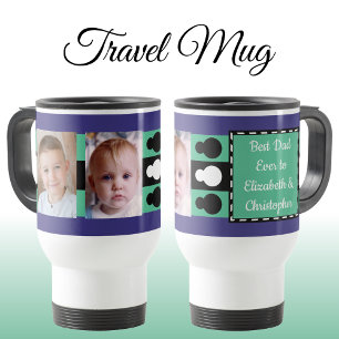 Best Dad ever with photos names purple green Travel Mug