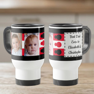Best Dad ever with photos names red black Travel Mug