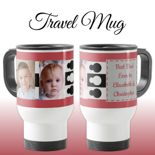 Best Dad ever with photos names red grey Travel Mug