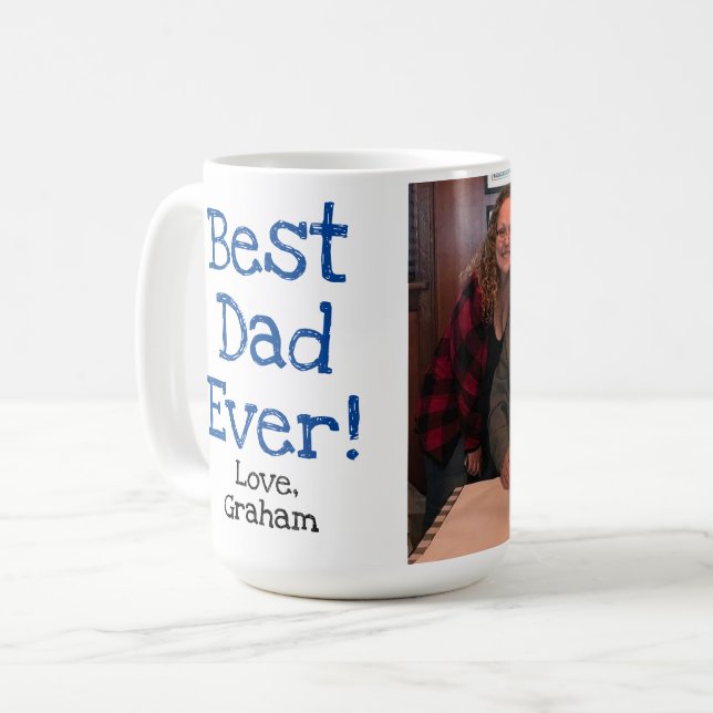best dad ever with picture coffee mug (Front Left)
