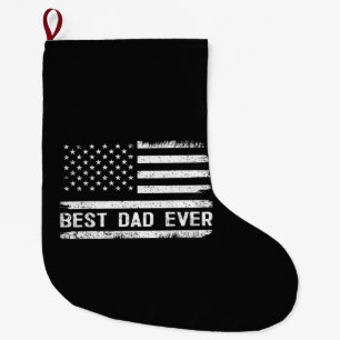 Best Dad Ever with US American Flag Gifts Fathers Large Christmas Stocking