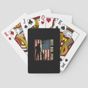 Best Dad Ever With Us American Flag Vintage For Fa Playing Cards