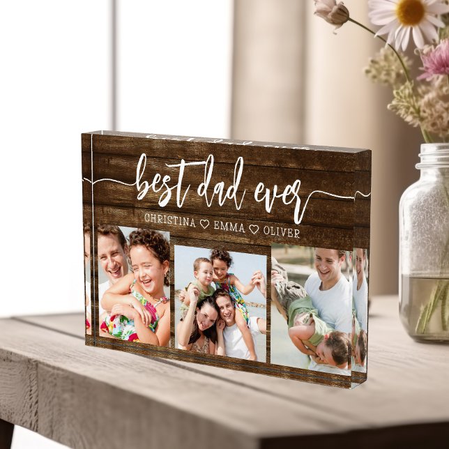 Best Dad Ever Wood - Father's Day Photo Collage (Creator Uploaded)