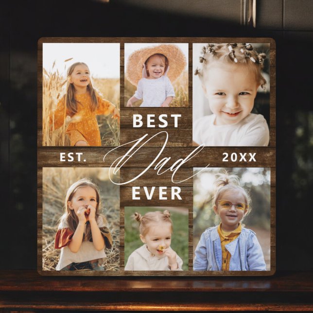 Best Dad Ever - Wood Father's Day Photo Collage Plaque (Creator Uploaded)