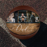 Best Dad Ever Woodgrain Fathers Day Photo Collage Basketball<br><div class="desc">Give a beautiful personalised gift to your dad that he'll cherish forever. Special personalised family photo collage to display your special family photos and memories. Our design features a simple 3 photo design with "Dad" designed in a beautiful handwritten white script style. The background features a faux woodgrain texture background....</div>