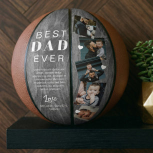 Best Dad Ever Woodgrain Fathers Day Photo Collage  Basketball
