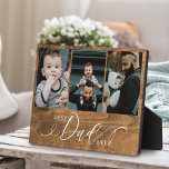 Best Dad Ever Woodgrain Fathers Day  Photo Collage Plaque<br><div class="desc">Send a beautiful personalised father's day gift to your dad that he'll cherish forever. Special personalised father's day family photo collage to display your special family photos and memories. Our design features a simple 3 photo design with "Best Dad Ever" designed in a beautiful handwritten White script style & serif...</div>