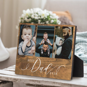 Best Dad Ever Woodgrain Fathers Day Photo Collage Plaque