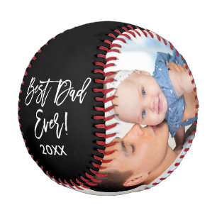 Best Dad Ever Year 2 Photo Brush Script Blk Baseball