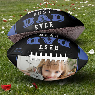 Best Dad Father Blue Typography Photo Football