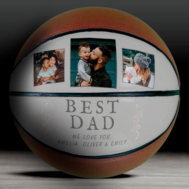 Best Dad Father Foliage 3 Custom Photo Collage Basketball (Creator Uploaded)