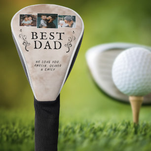 Best Dad Father Foliage Custom 3 Photo Collage Golf Head Cover