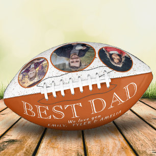 Best Dad Father Orange 3 Photo Collage Football