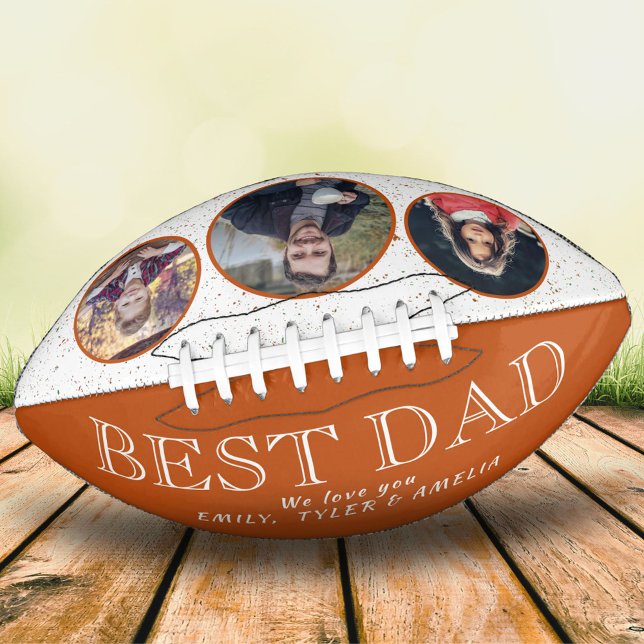 Best Dad Father Orange 3 Photo Collage  Football (Creator Uploaded)