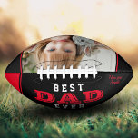 Best Dad Father Red Black Photo Football<br><div class="desc">Best Dad Father Red Black Photo Football. Add your photo and names. The text is modern white and red typography on a black with red stripes. Sweet keepsake for a dad.</div>